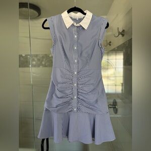 Striped Blue and White Sleeveless Dress